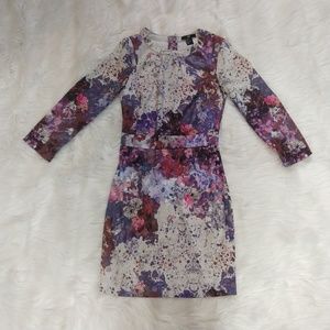 H&M mini cocktail dress 3/4 sleeves paint splatter